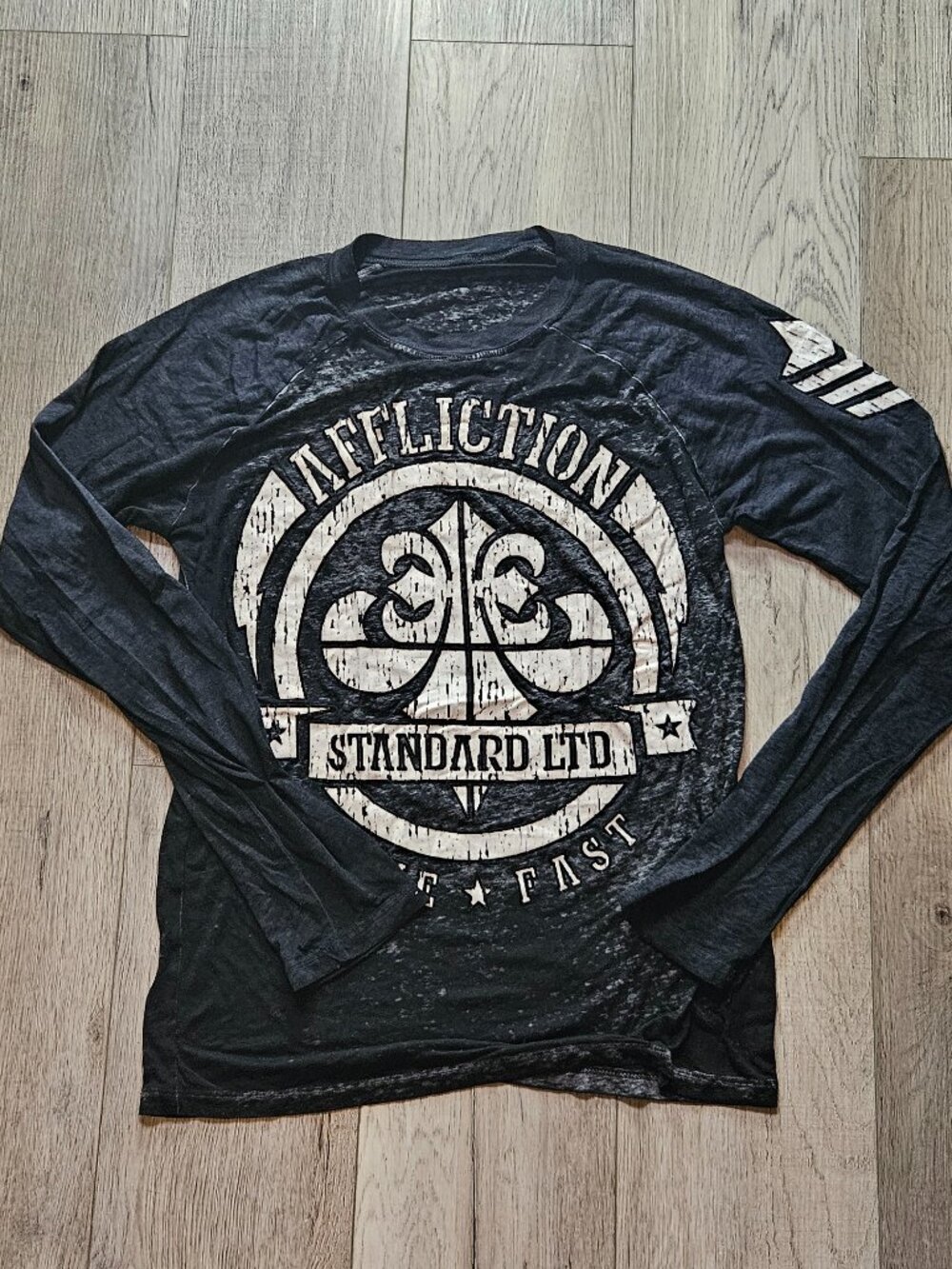 Men's Y2K Affliction Standard Ltd Long Sleeve Burnout T-Shirt Graphic Tee Size S